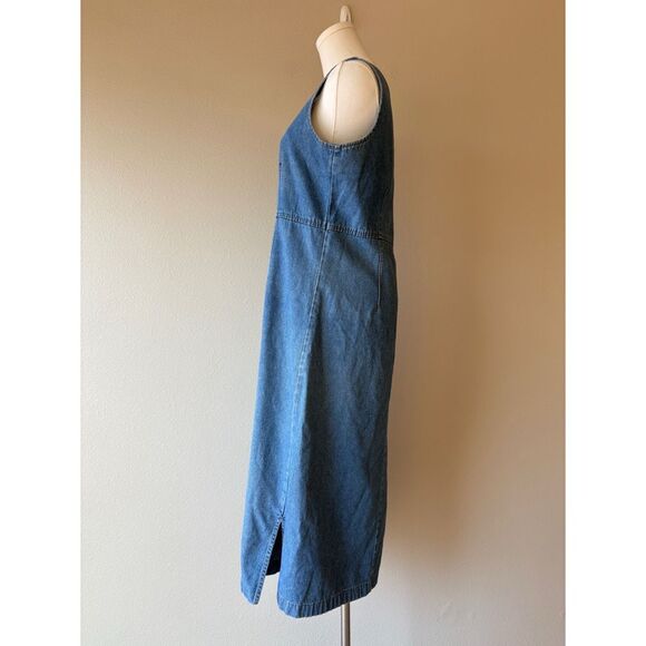 80s denim sleeveless sun faded midi dress - Picture 3 of 7